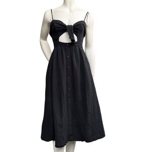 Wildfire Midi Dress Cutout Bow Tie Cottagecore Whimsigoth Summer Goth Black XS